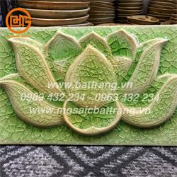 Gạch mosaic gốm men thủy tinh điêu khắc hoa sen nổi